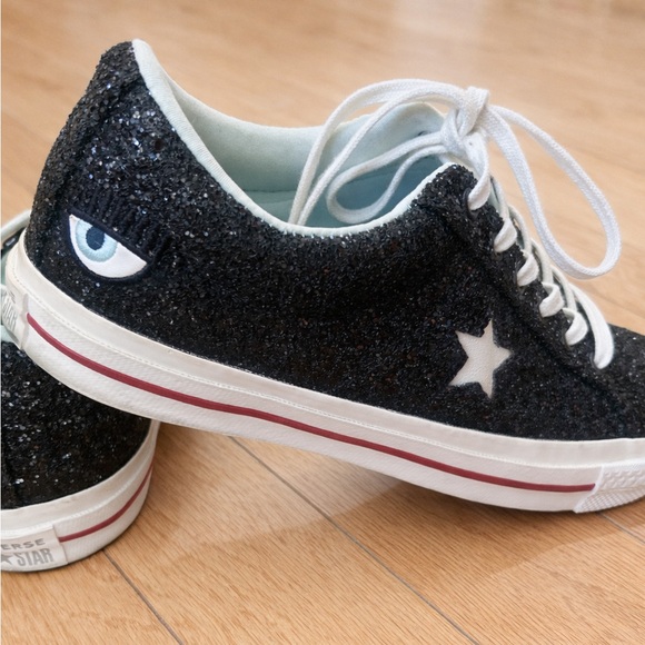 Converse Shoes - Converse x Chiara Ferragni All Star Ox Sneakers - Black Glitter Womens Size 8